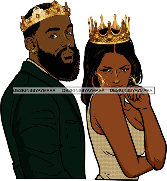 Black Couple Sexy Relationship African King Queen Bamboo Earrings Crown Family Falling in Love Young Adult SVG Cutting Files For Silhouette and Cricut