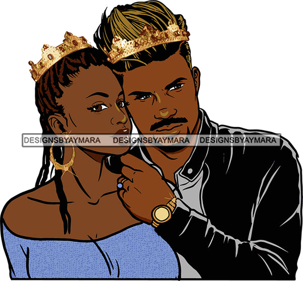 Black Couple Sexy Relationship African King Queen Bamboo Earrings Crown Family Falling in Love Young Adult SVG Cutting Files For Silhouette and Cricut