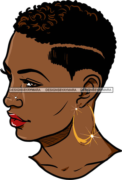 Afro Urban Street Girls Babe Bamboo Hoop Earrings Sexy Short Hair Style  SVG Cutting Files For Silhouette Cricut