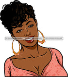 Afro Urban Street Black Girls Babe Bamboo Hoop Earrings Sexy Short Hair Style SVG Cutting Files For Silhouette Cricut