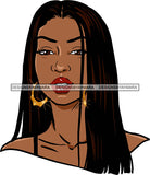 Afro Urban Street Black Girls Babe Bamboo Hoop Earrings Sexy Long Straight Hair Style SVG Cutting Files For Silhouette Cricut