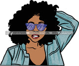 Black Lady Nubian Portrait Sexy Woman Afro Hair Style Denim Sunglasses SVG Cutting Files For Silhouette Cricut