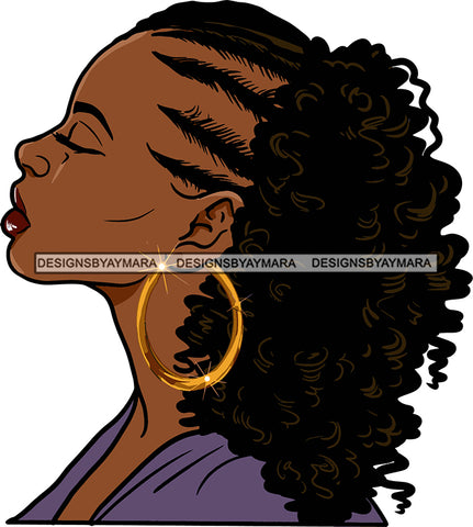 Afro Urban Street Girls Babe Bamboo Hoop Earrings Sexy Corn Row Hair Style  SVG Cutting Files For Silhouette Cricut