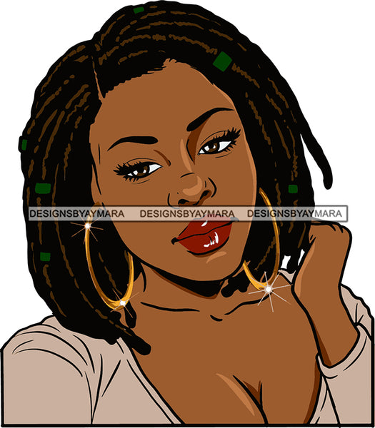 Afro Urban Street Girls Babe Bamboo Hoop Earrings Sexy Dreadlocks Hair Style SVG Cutting Files For Silhouette Cricut