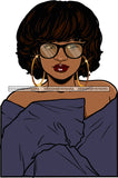 Afro Urban Street Black Girls Babe Bamboo Hoop Earrings Sexy Glasses Short Hair Style  SVG Cutting Files For Silhouette Cricut