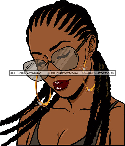 Afro Urban Street Girls Babe Bamboo Hoop Earrings Glasses Sexy Corn Row Braids Hair Style  SVG Cutting Files For Silhouette Cricut