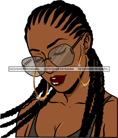 Afro Urban Street Girls Babe Bamboo Hoop Earrings Glasses Sexy Corn Row Braids Hair Style  SVG Cutting Files For Silhouette Cricut