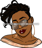 Afro Urban Street Girls Babe Bamboo Hoop Earrings Sunglasses Sexy Up Do Hair Style SVG Cutting Files For Silhouette Cricut