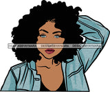 Black Lady Blue Eyes Nubian Portrait Sexy Woman Afro Hair Style Denim SVG Cutting Files For Silhouette Cricut