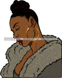 Afro Urban Street Girl Babe Bamboo Hoop Earrings Boa Fur Sexy Up Do Hair Style SVG Cutting Files For Silhouette Cricut