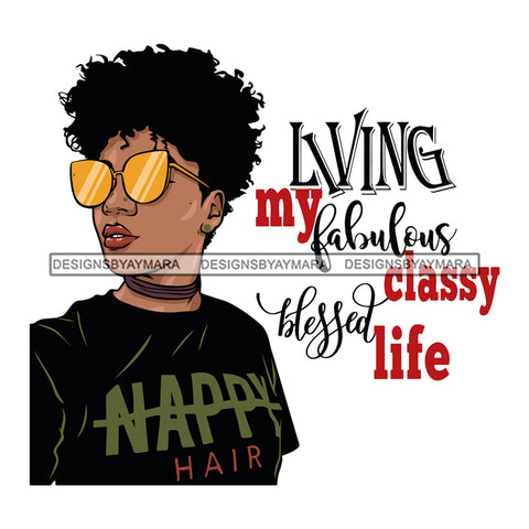 Afro Diva Life Quotes Living My Fabulous Classy Life Hoop Earrings Sunglasses SVG Cutting Files For Silhouette Cricut