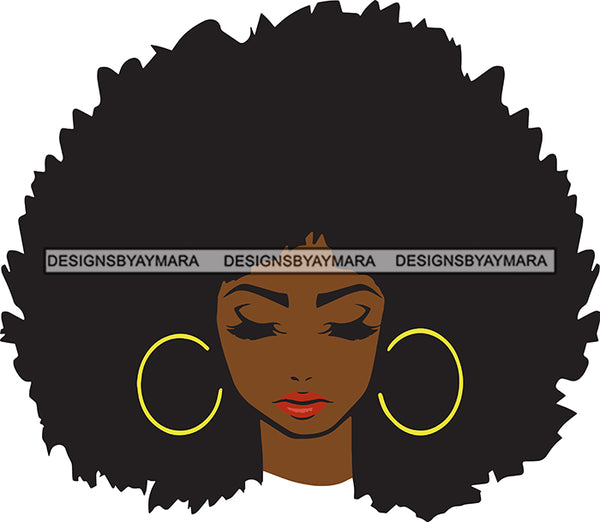 Black Goddess Lady Nubian Portrait Hoop Earrings Sexy Woman Afro Hair Style SVG Cutting Files For Silhouette  Cricut