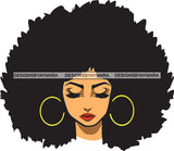 Black Goddess Lady Nubian Portrait Hoop Earrings Sexy Woman Afro Hair Style SVG Cutting Files For Silhouette  Cricut