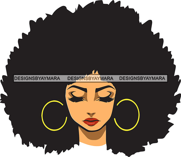 Black Goddess Lady Nubian Portrait Hoop Earrings Sexy Woman Afro Hair Style SVG Cutting Files For Silhouette  Cricut