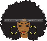Black Goddess Lady Nubian Portrait Hoop Earrings Sexy Woman Afro Hair Style SVG Cutting Files For Silhouette  Cricut