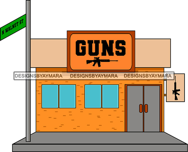 Neighborhood Urban Buildings Gun Store Pawn Shop Streets Hood Gangster  SVG Cutting Files For Silhouette Cricut