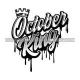 October King Man Royalty Sign Bleed Crown Throne Black Man B/W SVG Files For Cutting