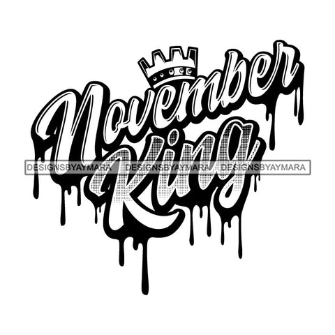 November King Man Royalty Sign Bleed Crown Throne Black Man B/W SVG Files For Cutting
