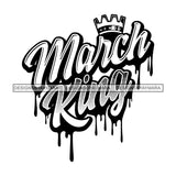 March King Man Royalty Sign Bleed Crown Throne Black Man B/W SVG Files For Cutting