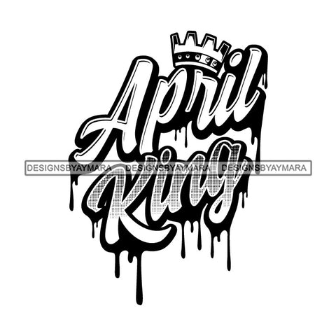 April King Man Royalty Sign Bleed Crown Throne Black Man B/W SVG Files For Cutting