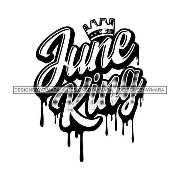 June King Man Royalty Sign Bleed Crown Throne Black Man B/W SVG Files For Cutting