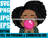 Afro Lili Black Girl Woman Bubble Gum Queen Melanin Dreadlocks Hair Style Personal & Commercial Use SVG Cutting Files For Silhouette Cricut More