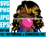 Afro Lili Black Girl Woman Bubble Gum Queen Melanin Curly Hair Style Personal & Commercial Use SVG Cutting Files For Silhouette Cricut More