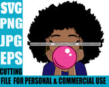 Afro Lili Black Girl Woman Bubble Gum Queen Melanin Dreadlocks Hair Style Personal & Commercial Use SVG Cutting Files For Silhouette Cricut More