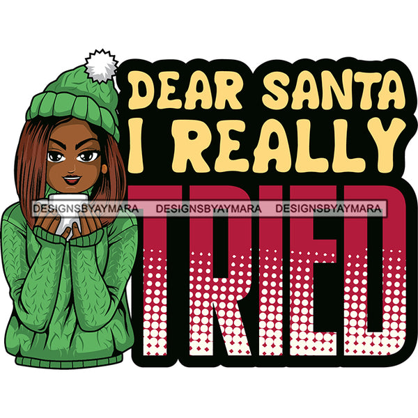 Afro Lola Christmas Hot Coffee Winter Santa Quotes .SVG Cutting Files For Silhouette and Cricut and More!