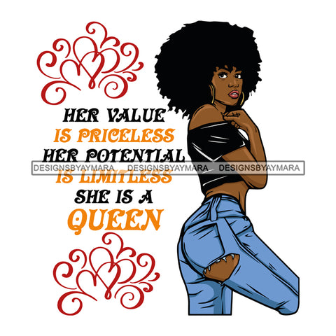 Afro Diva Queen Life Quotes Priceless Limitless Value Potential SVG Cutting Files For Silhouette Cricut