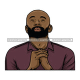 Afro Black  Man Praying God Religious Unity Faith SVG Cutting Files For Silhouette Cricut
