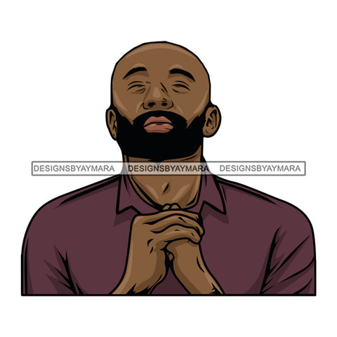 Afro Black  Man Praying God Religious Unity Faith SVG Cutting Files For Silhouette Cricut