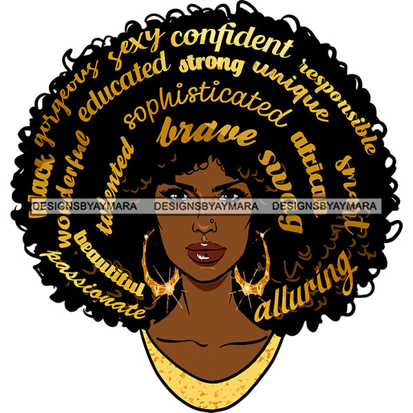 Positive Words Affirmations Confident Unique Afro Hair Words  SVG JPG PNG Vector Clipart Cricut Silhouette Cut Cutting