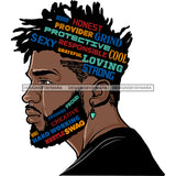 Attractive Black Man Bearded Hair Quotes Male Guy Hombre Close-up Manly SVG Files For Cutting Cricut Silhouette and More