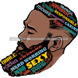 Attractive Black Man Bearded Hair Quotes Male Guy Hombre Close-up Manly SVG Files For Cutting Cricut Silhouette and More