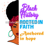 Black History Rooted In Faith  Half-face SVG JPG PNG Vector Clipart Cricut Silhouette Cut Cutting