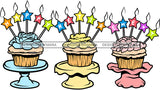 Happy Retirement Cupcakes Cake Candles Party Sparkling Stars Flames Fire Graphic  Skillz JPG PNG  Clipart Cricut Silhouette Cut Cutting