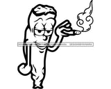 Funny Joint Face Big Eyes Smoking Pot Weed  Marijuana Leaf Getting High Stoned B/W SVG PNG JPG Vector Clipart Silhouette Cricut Cutting