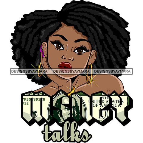 Sassy Afro Woman Money Talks Successful Business Dreadlocks Hairstyle SVG JPG PNG Vector Clipart Cricut Silhouette Cut Cutting