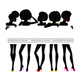 Group Of Black Sexy Women Silhouettes Holding Banner Sign Logo Business Advertising Melanin Hot Seller SVG Cut Files For Silhouette Cricut More