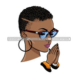 Afro Beautiful Black Woman Praying God Sunglasses Short Hair Style SVG Files For Silhouette Cricut And More