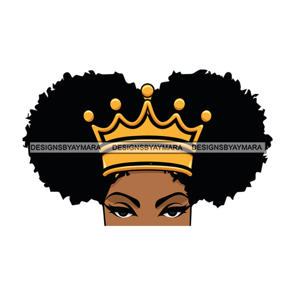 Afro Attractive Black Woman Queen Royalty Pigtails Hair Style SVG Cutting Files For Silhouette Cricut More