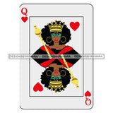 Afro Attractive Black Woman Queen Of Hearts Casino Cards Royalty Afro Hair Style SVG Cutting Files For Silhouette Cricut More