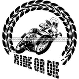 Laurel Wreath Motorcycle Fun Speed Adventure Sport Banner B/W SVG JPG PNG Vector Clipart Cricut Silhouette Cut Cutting