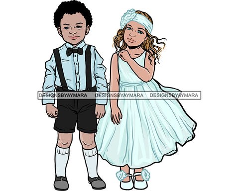 Wedding Cute Kids Boy Girl Couple Marriage Happy Celebration Bride Groom Outfits SVG Cutting Files