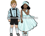 Wedding Cute Kids Boy Girl Couple Marriage Happy Celebration Bride Groom Outfits SVG Cutting Files