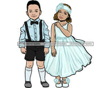 Wedding Cute Kids Boy Girl Couple Marriage Happy Celebration Bride Groom Outfits SVG Cutting Files