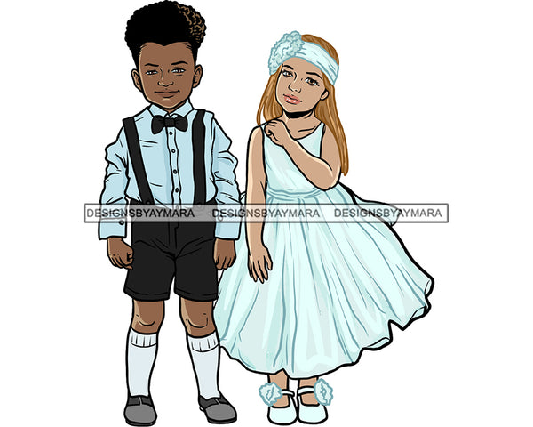 Wedding Cute Kids Boy Girl Couple Marriage Happy Celebration Bride Groom Outfits SVG Cutting Files