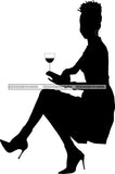 Afro Black Woman Silhouette Drinking Wine Relax Chilling Stress Free SVG Cutting Files For Silhouette Cricut and More!