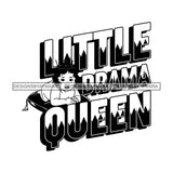 Adorable Baby Girl Quotes Crown Lying Down Pillow B/W SVG JPG PNG Vector Clipart Cricut Silhouette Cut Cutting